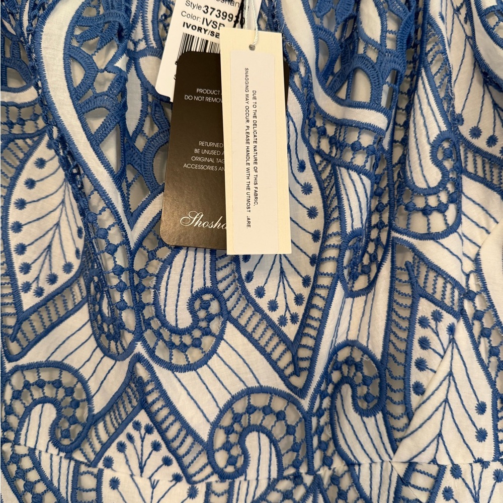 Shoshanna Blue and White Patterned Off Shoulder Dress - Brand New With Tags - Picture 5 of 7